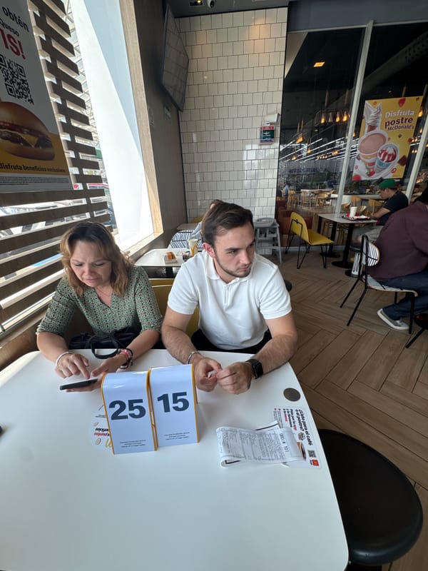 Couple dines at McDonald's in San Buenaventura, Mexico