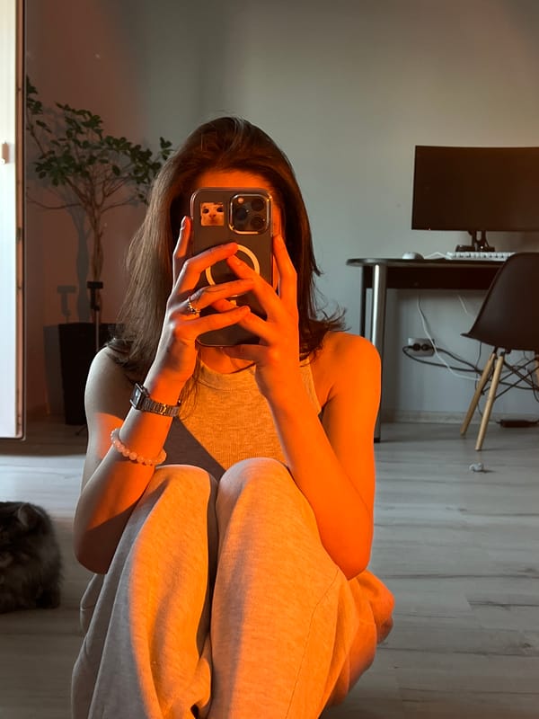 Evening selfie session captured in Ternopil apartment