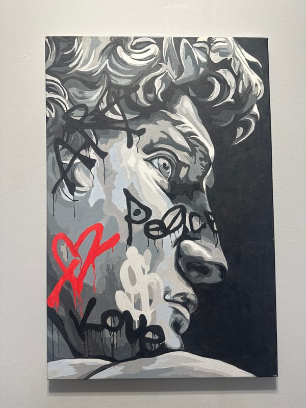 Classical statue painting observed on wall in Yakutsk