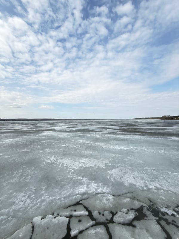 Spring morning life documented around Votkinsk Reservoir amid ice breakup