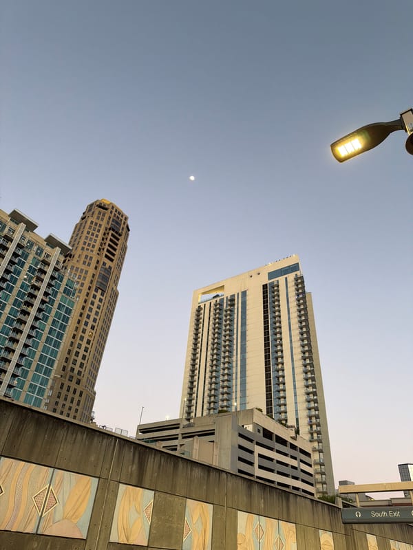 Nighttime urban scenes captured across downtown Atlanta