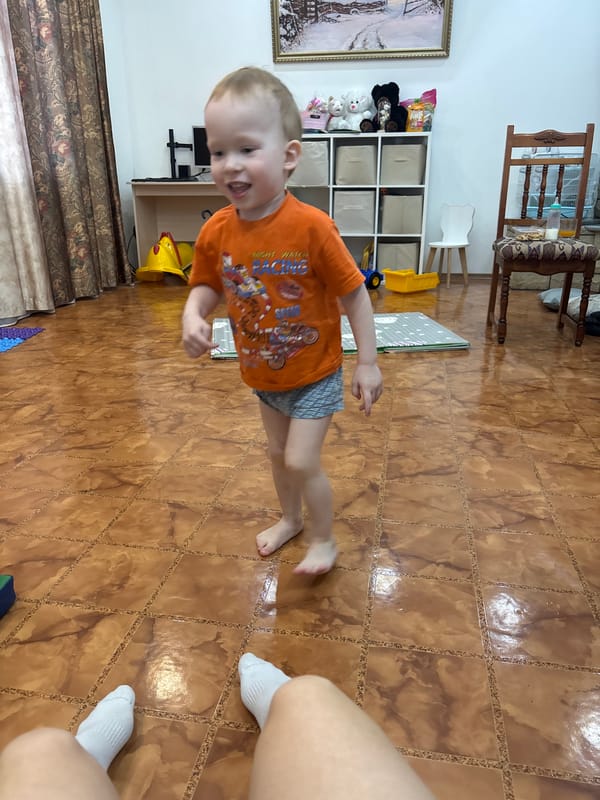 Child plays at home in Ferma, Russia