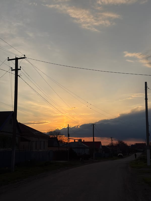Sunset street scene captured in Novopokrovskaya, Russia