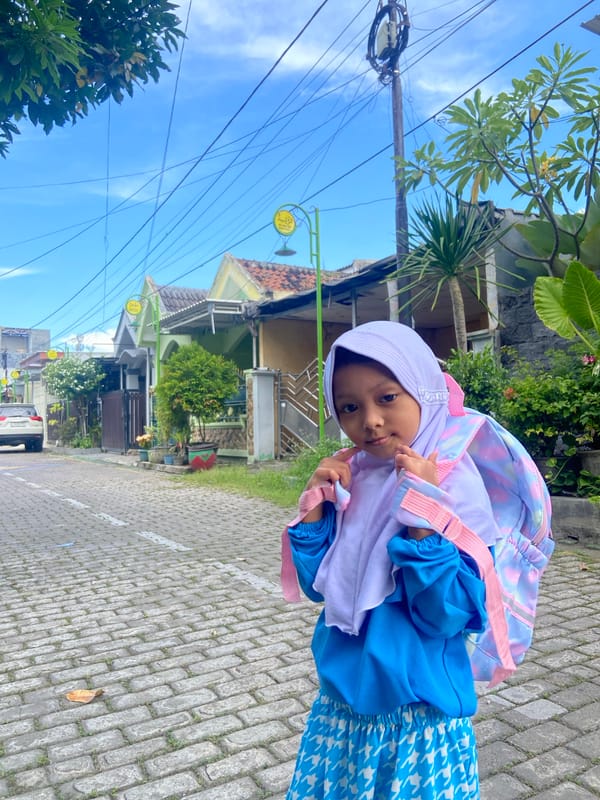 Children photographed in residential Gelam, Indonesia neighborhood