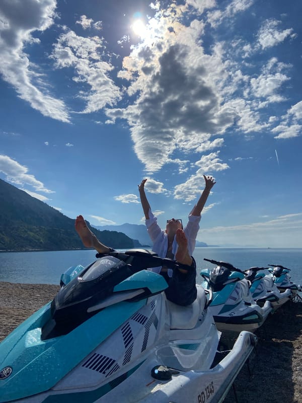 Jet ski activity observed on Prijevor beach, Montenegro morning