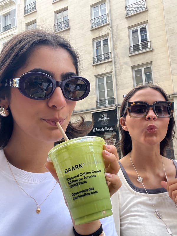 Paris coffee shop visit and museum tour documented