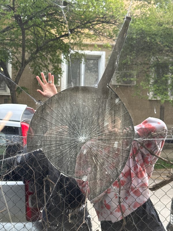 Window damaged with radial cracks in Sopot, Bulgaria