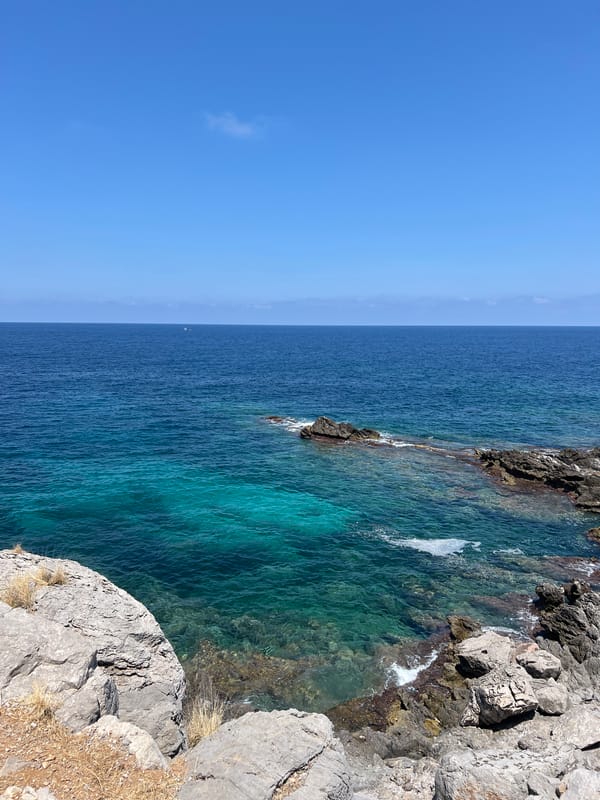 Clear water and rocky cliffs along the Palermo coast