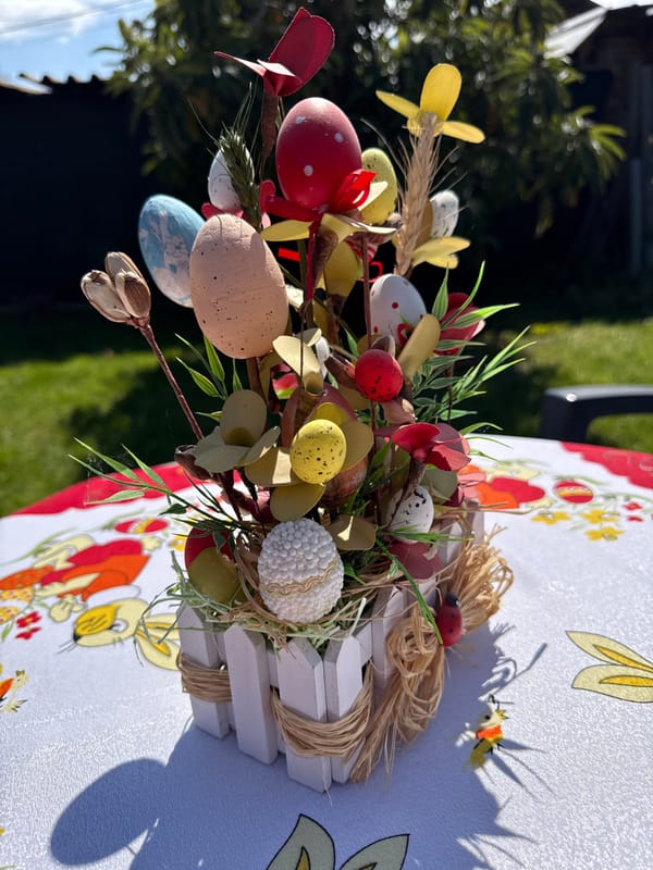 Easter egg decorations displayed in Perushtitsa, Bulgaria