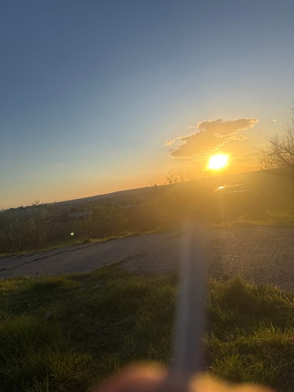 Sunset observed over landscape near Yambol, Bulgaria