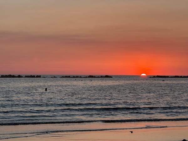 Golden hour at the Anzio shoreline, Mediterranean calm