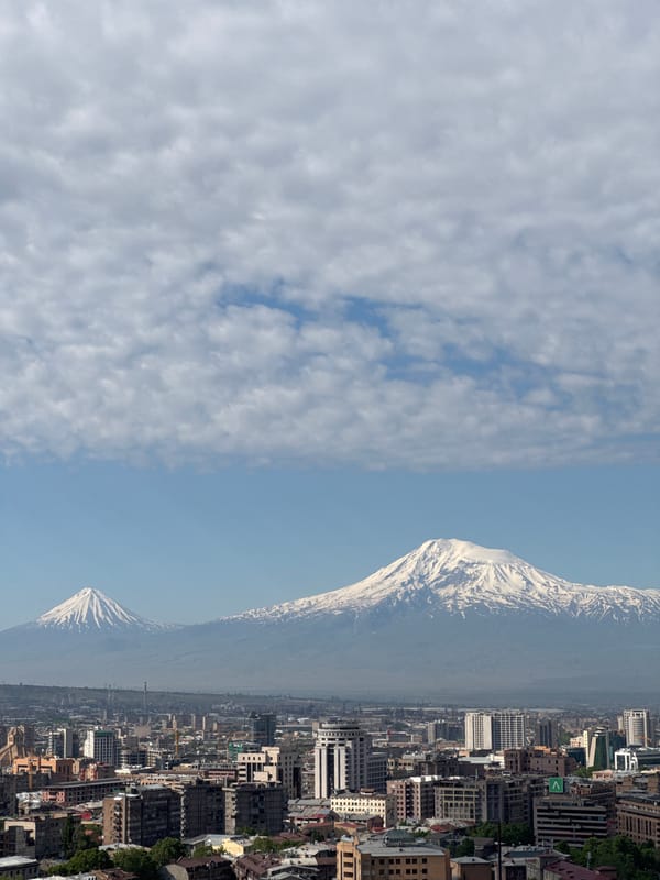 Dawn panorama captures Yerevan cityscape with Mount Ararat backdrop