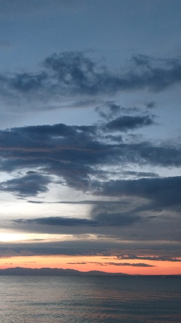 Sunset hour on the Perea beachfront, Thermaic Gulf