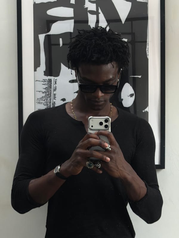Mirror and artwork selfies from a London interior