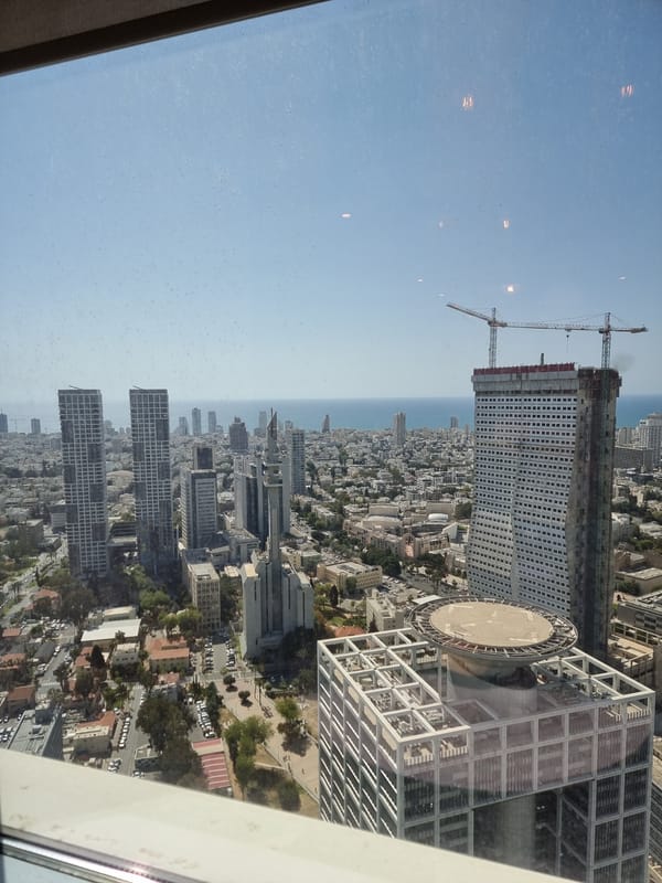 Panoramic coastal city view captured from elevated position in Jordan