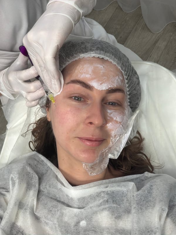 Woman receives facial treatment at Chaikovsky medical facility