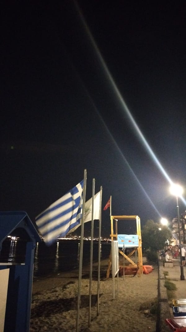 Perea beachfront comes alive on a warm Greek summer evening