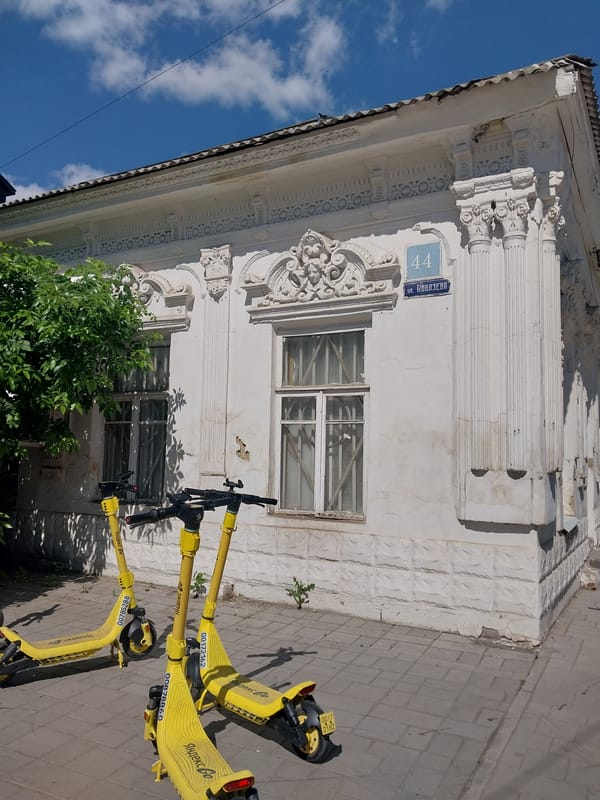 Historic building photographed on Kobozeva Street in Orenburg