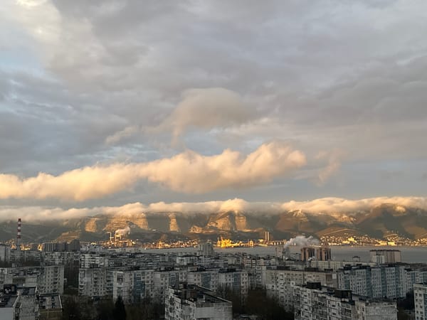 Cityscape view captured from high-rise building in Novorossiysk, Russia