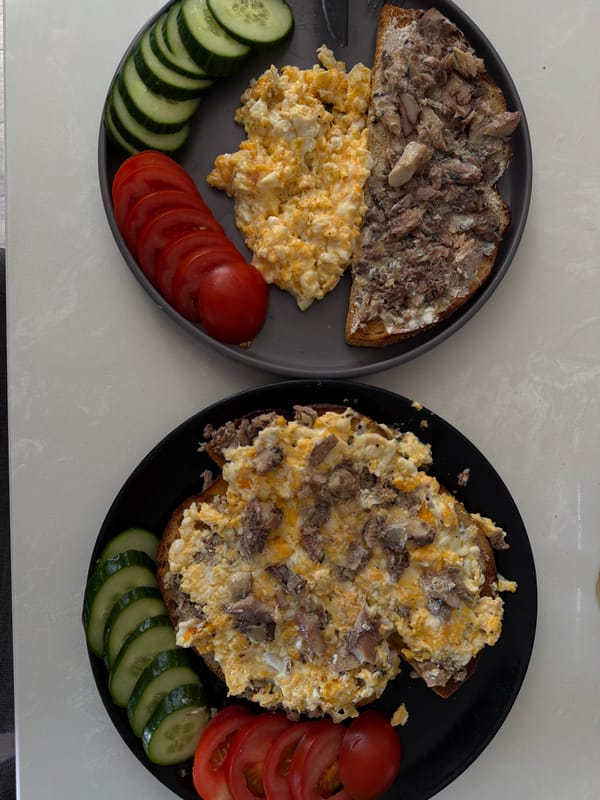 Breakfast being put together in a London kitchen