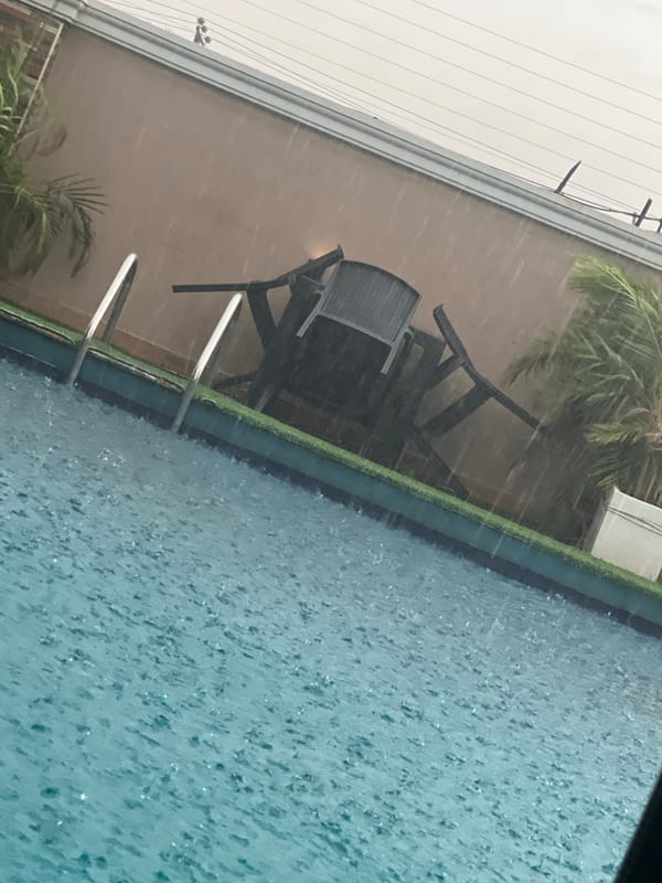 Heavy rain disrupts poolside leisure time in Abuja