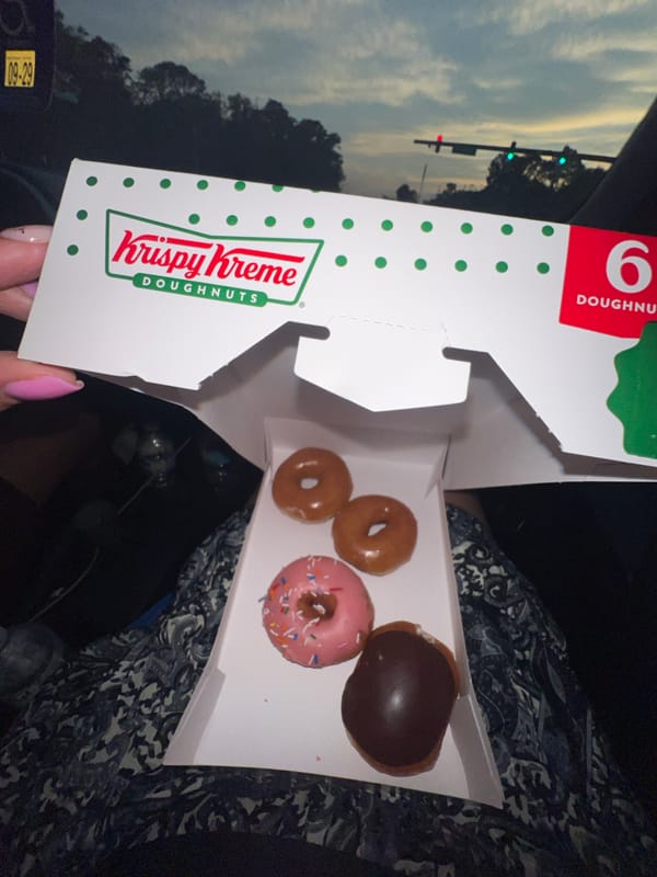 Krispy Kreme and a sunset sky in a Jacksonville suburb
