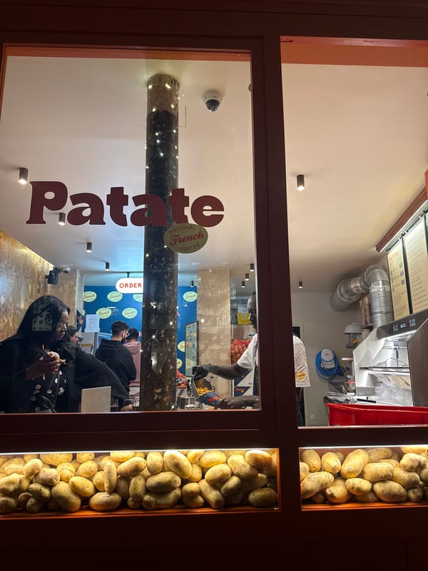 Paris French fries shop "Patate" storefront documented by witness