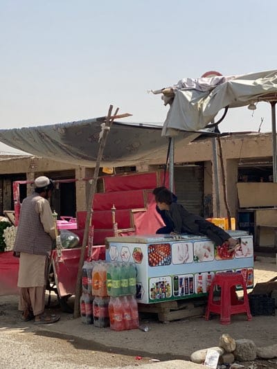 Street vendors operate daily market in Arghandab, Afghanistan
