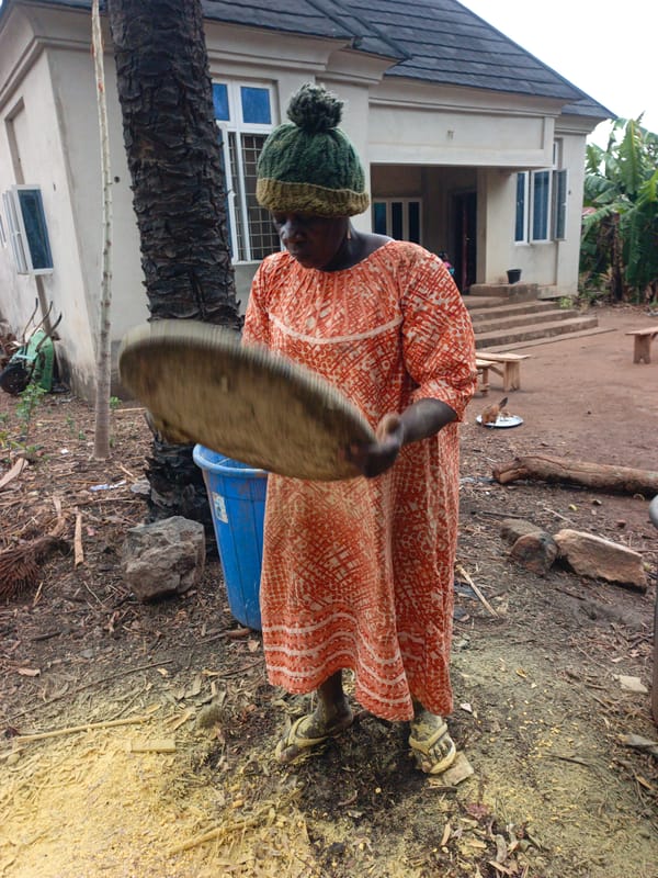 Palm fruit processing and outdoor fitness activities in Akwanga