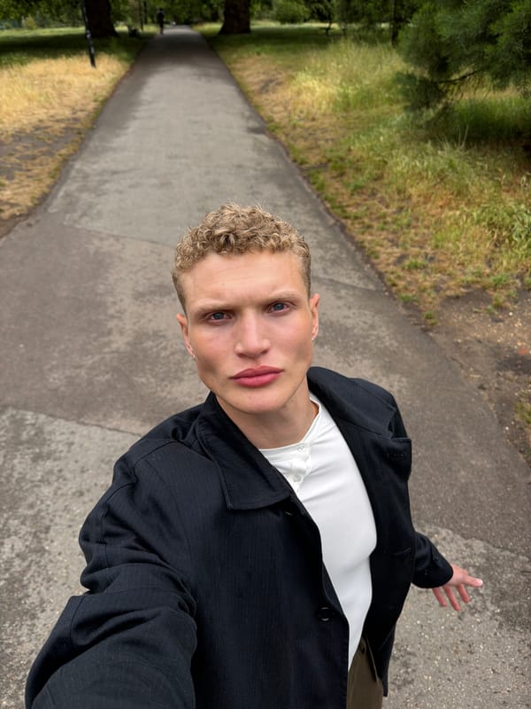 Photo shoot with blonde model in London park