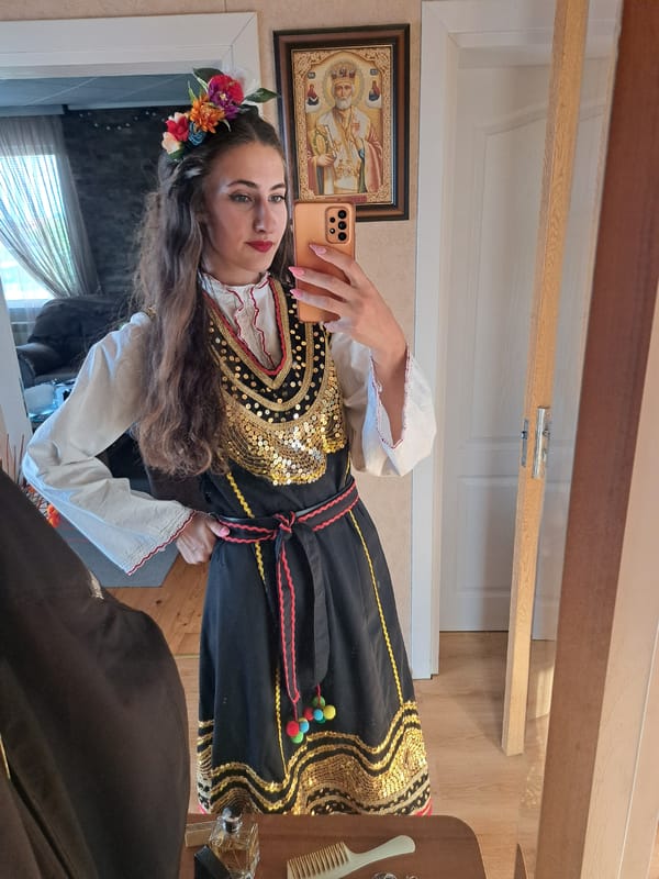 Traditional Chepintsi folk costume on display in Bulgaria