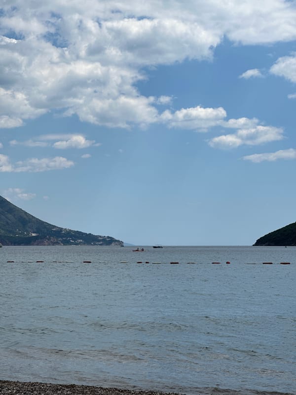 Peaceful afternoon beach scene captured in Budva, Montenegro