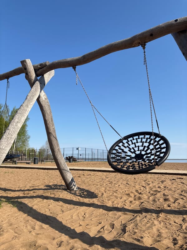 Morning beach playground visit documented in Chaikovsky, Russia