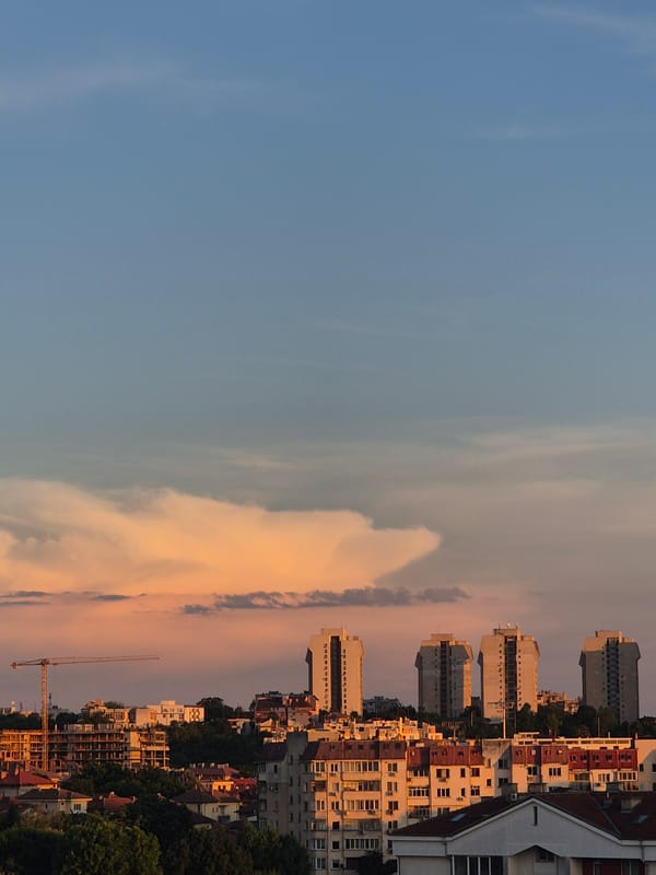 Urban sunset memories mixed with personal moments, disturbing scene