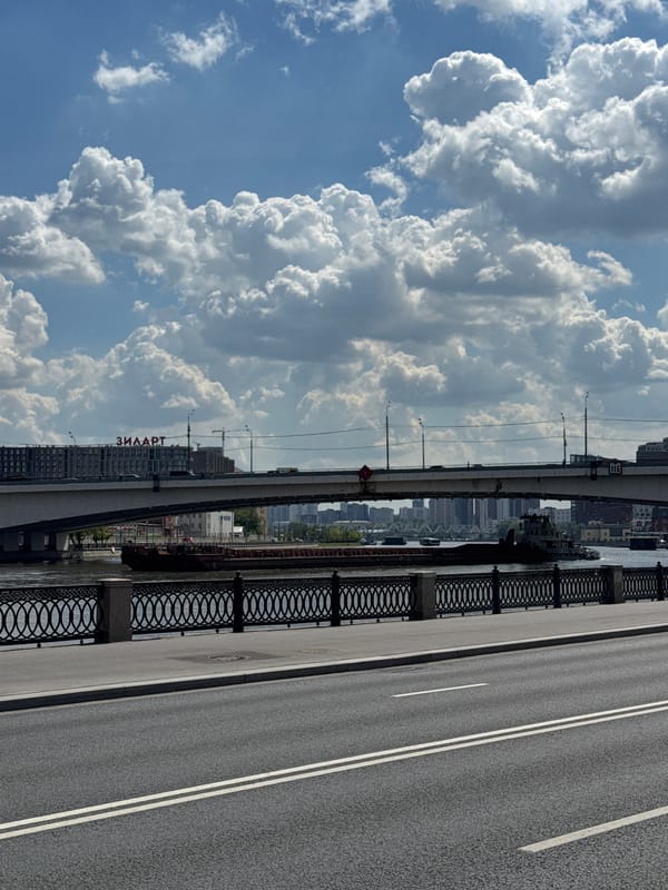 Sunny morning scenes captured across Moscow waterfront areas