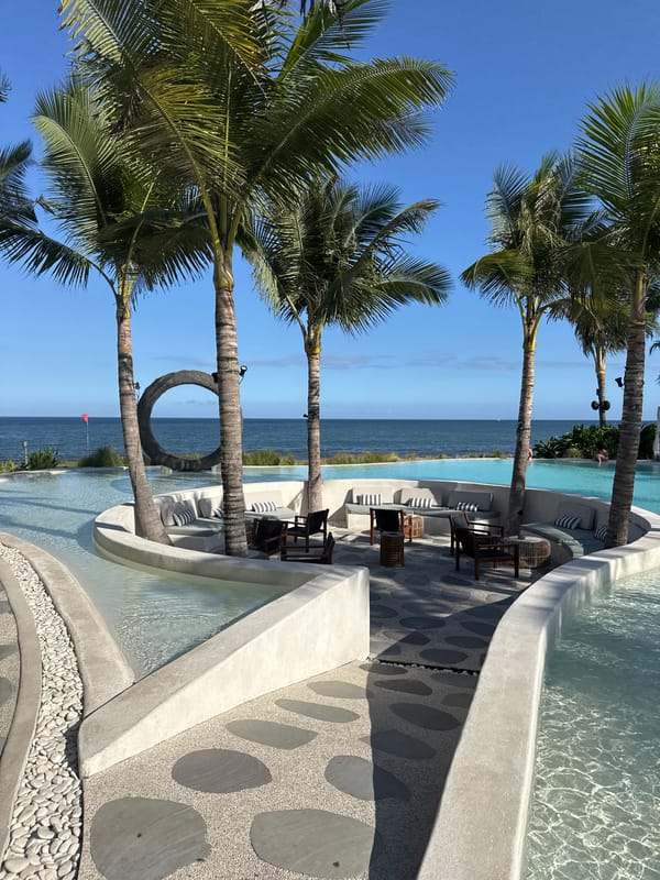 Morning resort activities documented at Moonstone Beach Lounge, Sukawati
