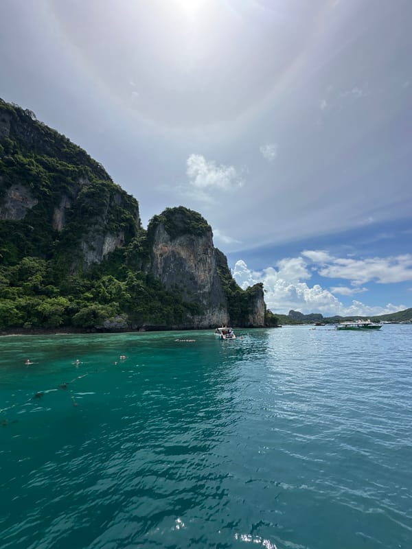 Karst coastline, calm seas, and a curious monkey at Ton Sai