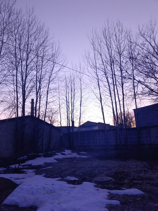 Twilight moments captured across Russian village during spring evening