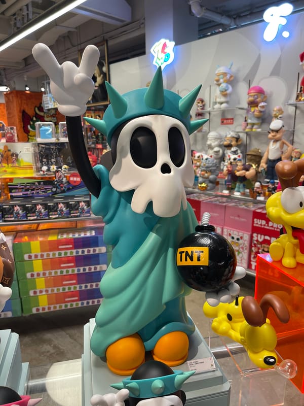 Luxury art toy figurines displayed in Hong Kong gallery