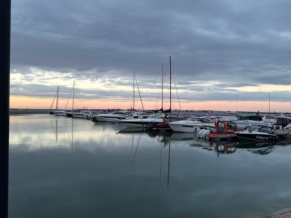Dramatic summer sunset over Tallinn's marina