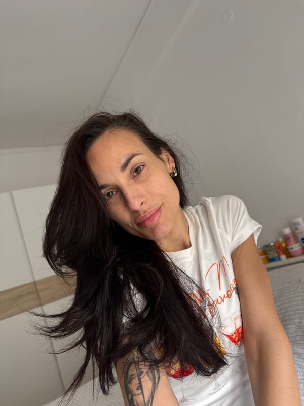 Woman documents morning routine through selfies in Chania, Greece