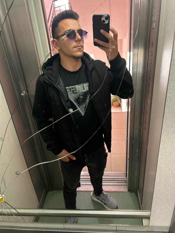 Man takes elevator selfie in Varna, Bulgaria