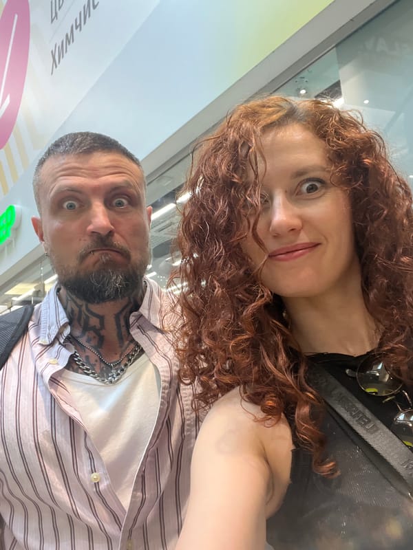 Couple poses for selfie in Saint Petersburg