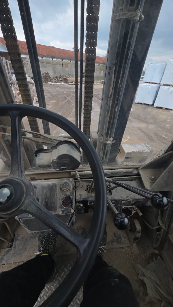 Heavy machinery operator's view captured in Balgarevo Bulgaria