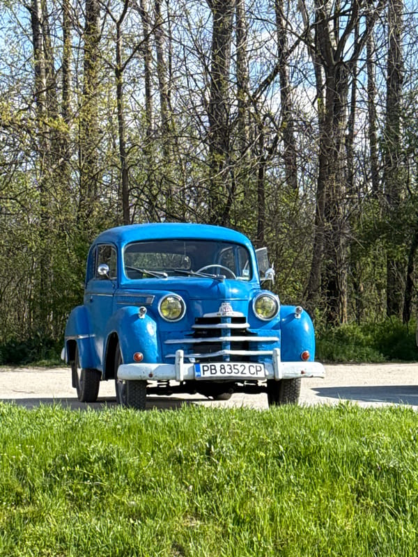 Vintage car spotted near pedestrian paths in Plovdiv