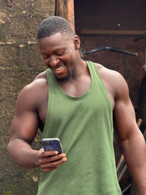 Outdoor gym session at a rustic Akwanga compound