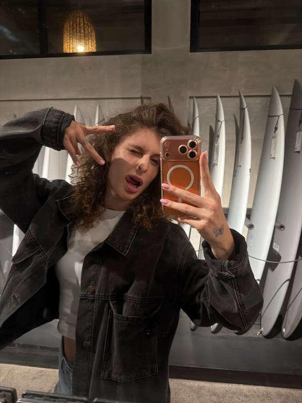Mirror selfies inside a North Kuta surf shop