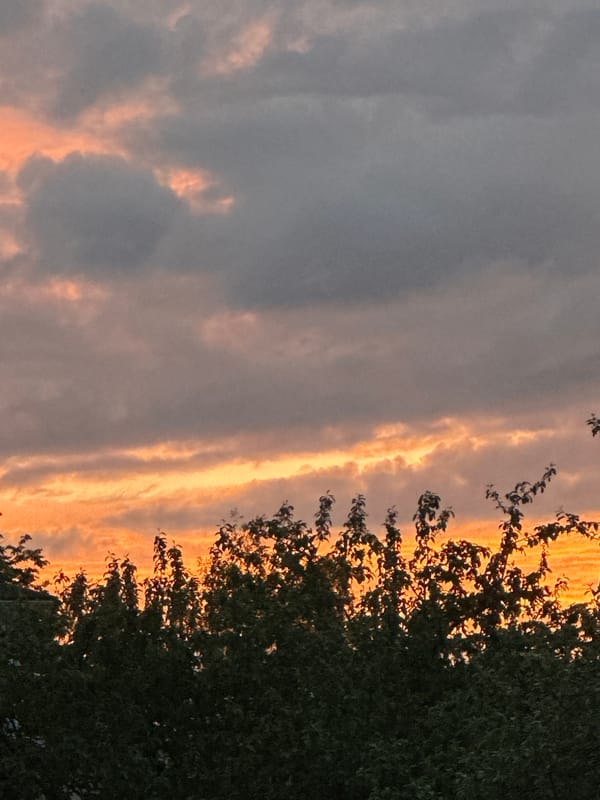 Sunset sky observed over Nizhny Novgorod residential area