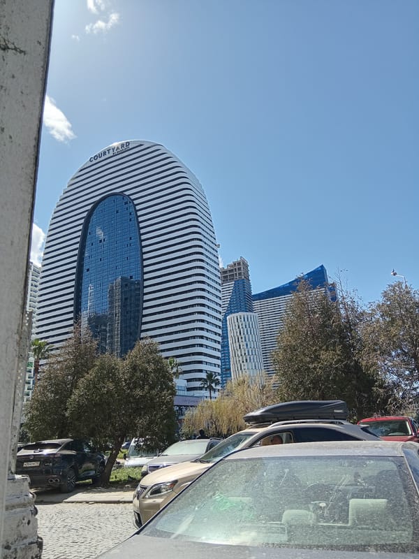 Morning street scenes captured near Marriott hotel in Batumi