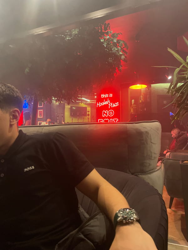 Evening hookah lounge visit documented in Varna, Bulgaria